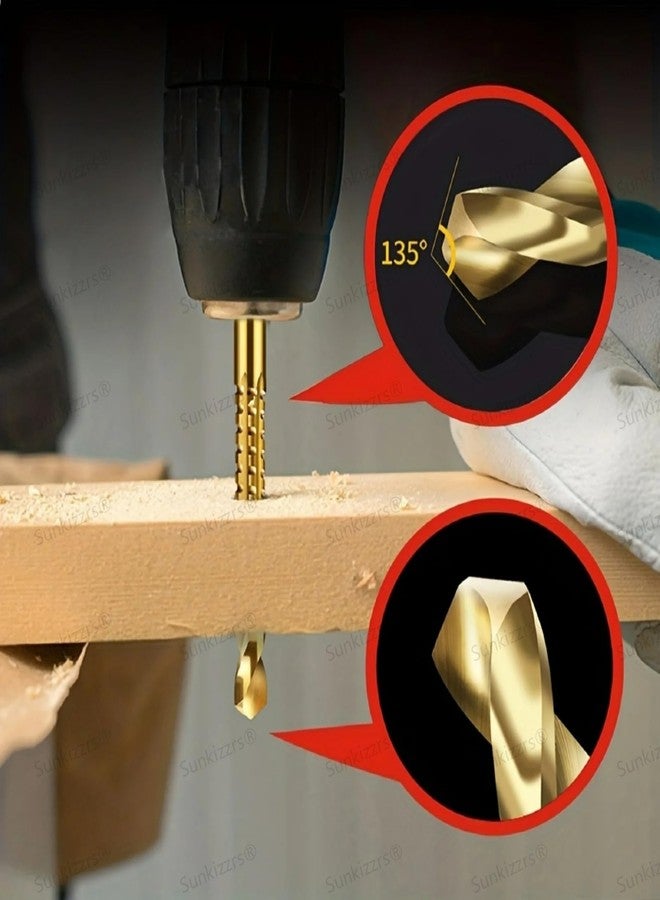 Sunkizzrs® 6 Pcs Plated Titanium HSS Drill Bits Set | 3~8mm Sawtooth Twist Drill Set | Flat Routing Drill Set | Serrated Drill Bit | Cutting Wood, Plastic, Metal, Woodworking Drilling Reaming Slotting - Image 4